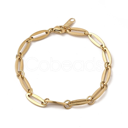 Ion Plating(IP) 304 Stainless Steel Oval Link Chain Bracelet for Women BJEW-G667-03G-1