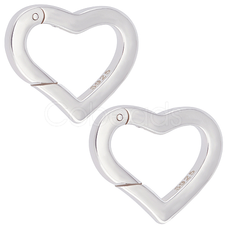 2Pcs 925 Sterling Silver Spring Gate Rings STER-BBC0008-24B-1