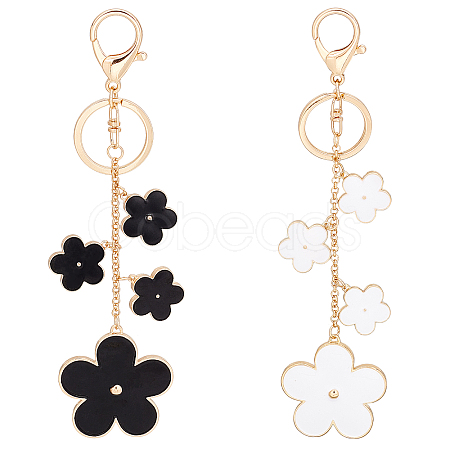 WADORN 2Pcs 2 Colos Alloy Enamel Keychain KEYC-WR0001-16-1