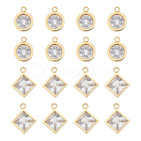 Unicraftale 16Pcs 4 Style 304 Stainless Steel Rhinestone Charms STAS-UN0055-94-1