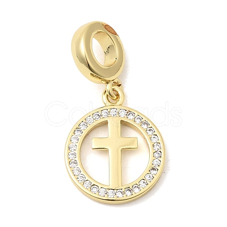 Brass Pave Clear Cubic Zirconia European Dangle Charms KK-A296-12B-G-1
