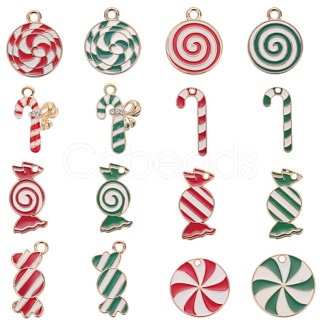 SUNNYCLUE 32Pcs 16 Style Christmas Theme Alloy Enamel Pendants ENAM-SC0003-66-1