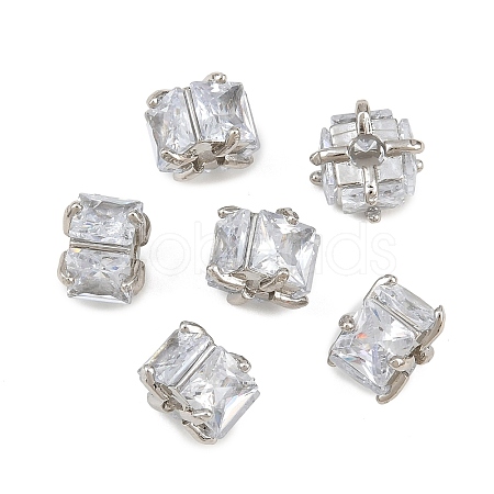 Brass Pave Clear Cubic Zirconia Beads CU-CBA6A75-07P-1