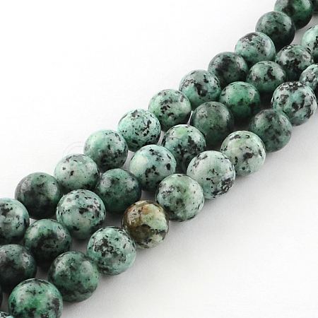 Dyed Natural Sesame Jasper Round Beads Strands G-R342-8mm-13-1