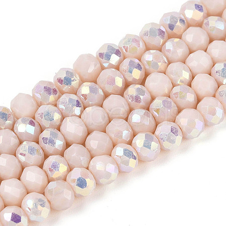AB Color Plated Opaque Glass Rondelle Beads Strands EGLA-T029-4mm-09C-1
