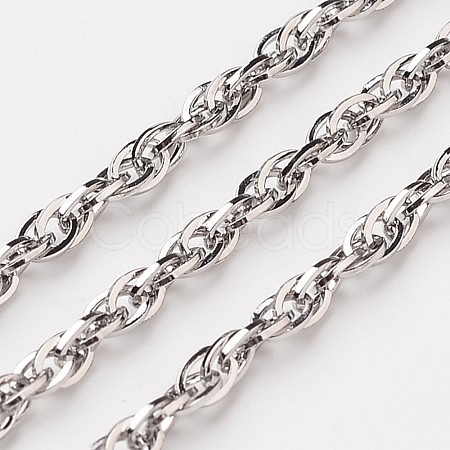 Non-Tarnish 3.28 Feet 304 Stainless Steel Rope Chains X-CHS-L015-10-1