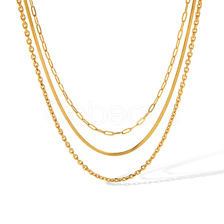 Stainless Steel Double Layer Necklaces for Women PW-WG2F46D-02-1