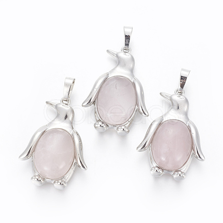 Natural Rose Quartz Pendants G-L512-A27-1