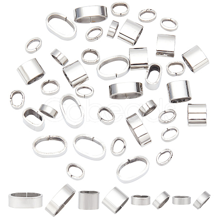40Pcs 4 Styles 201 Stainless Steel Slide Charms/Slider Beads STAS-BC0003-65-1