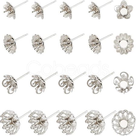 30Pcs 3 Style 304 Stainless Steel Stud Earring Findings STAS-UN0031-93-1