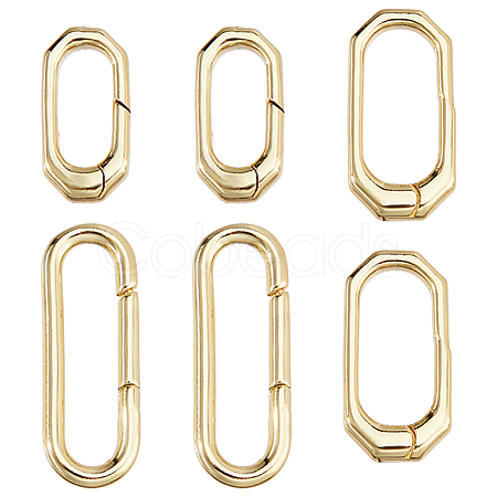 6Pcs 3 Styles Brass Spring Gate Rings KK-DC0004-94-1
