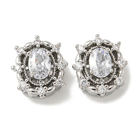 Brass Micro Pave Cubic Zirconia Beads KK-K378-06P-1