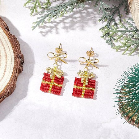 Handmade Glass Seed Beads Dangle Stud Earrings EJEW-MZ00545-01-1