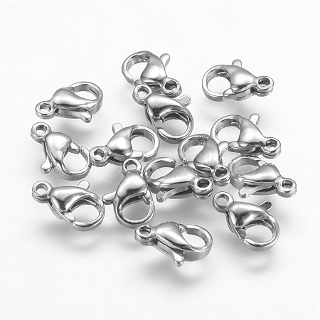 Tarnish Resistant 304 Stainless Steel Lobster Claw Clasps Hand Polished STAS-F125-10x6mm-P-1