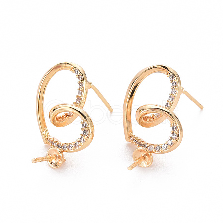 Brass Micro Pave Clear Cubic Zirconia Earring Findings KK-T062-232G-NF-1