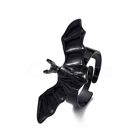 Halloween Themed Alloy Bat Adjustable Ring for Woman RJEW-L105-01-1