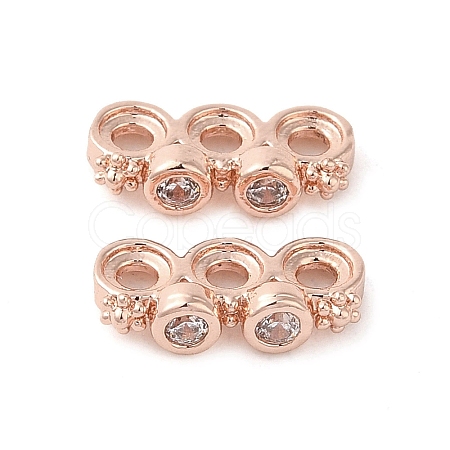Rack Plating Brass Pave Clear Cubic Zirconia Spacer Bars KK-B088-11B-RG-1
