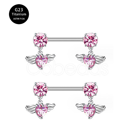 G23 Titanium Pink Cubic Zirconia Nipple Rings WG912A9-33-1