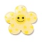 Acrylic Pendants, with Glitter Power, Flower with Smiling Face, Yellow, 38x39x2mm, Hole: 2.2mm