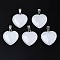 Heart Natural White Jade Pendants, with Platinum Plated Brass Findings, 20~22x20~21x5~8mm, Hole: 2x7mm