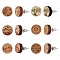 SUNNYCLUE Natural Wood Stud Earrings, with Stainless Steel Stud Earring Findings and Ear Nuts, Flat Round with Pattern, Bisque, 12~17x4mm, Pin: 0.6~0.7mm, 5 patterns, 1pair/pattern, 5pairs/box