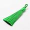 Polyester Tassel Big Pendant Decorations, Ice Silk Tassel, Lime Green, 60~67x8mm, Hole: 5x7mm