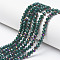 Electroplate Opaque Glass Beads Strands, Half Purple Plated, Faceted, Rondelle, Dark Green, 8x6mm, Hole: 1mm, about 63~65pcs/strand, 39~40cm