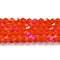 Opaque Solid Color Imitation Jade Glass Beads Strands, AB Color Plated, Faceted, Bicone, Orange Red, 4x4mm, Hole: 0.8mm, about 82~85pcs/strand, 30.5~31cm