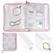 PVC Loose Leaf Jewelry Storage Bag, for Earring Bracelet Display, with Alloy Findings, Rectangle, Pink, 21.1x18.5x2.5cm