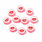 Handmade Polymer Clay Beads, Flat Round with Mouth, Pink, 9.5~10x4~4.5mm, Hole: 1.6mm