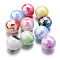 10Pcs UV Plating Colours Acrylic Beads, Printed Straight Hole Round Beads, Mixed Color, 15x15mm, Hole: 3mm