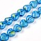 Millefiori Glass Beads Strands, Heart, Deep Sky Blue, 11.5~12x12x6.5~7mm, Hole: 0.8mm, about 50pcs/strand, 22.05''(56cm)