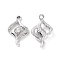 Alloy Crystal Rhinestone Pendants, Leaf Charms, Platinum, 23x14.5x4mm, Hole: 2mm