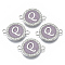 Alloy Enamel Links Connectors, with Crystal Rhinestones, Flat Round with Letter, Silver Color Plated, Letter.Q, 22x16x2mm, Hole: 1.8mm