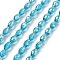 Transparent Electroplate Glass Beads Strands, Faceted, Oval, Deep Sky Blue, 8.5x5.5mm, Hole: 1.2mm, about 70pcs/strand, 20.87~23.23''(53~59cm)