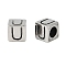 304 Stainless Steel Large Hole Letter European Beads, Cube with Letter.U, Antique Silver, 8x8x8mm, Hole: 5mm