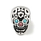 304 Stainless Steel Rhinestone European Beads, with Enamel, Large Hole Beads, Skull, Stainless Steel Color, 13x9x10.5mm, Hole: 4.5mm