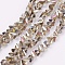 Electroplate Glass Beads Strands, Half Rainbow Plated, Faceted, Triangle, Dark Khaki, 4.5x5x6mm, Hole: 1mm, about 100pcs/strand, 13.7 inch(35cm)