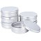 Round Aluminium Tin Cans, Aluminium Jar, Storage Containers for Cosmetic, Candles, Candies, with Screw Top Lid, Platinum, 112.5x35.5mm, 6pcs