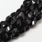 Dyed Natural Black Onyx Twist Beads Strands, 16x8mm, Hole: 1mm, about 25pcs/strand, 15.7 inch