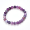 Natural Weathered Agate Beaded Stretch Bracelets, Frosted, Dyed, Round, Medium Orchid, 2-1/8 inch(55mm)