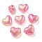 Transparent Crackle Acrylic Beads, Gradient Color, Heart, Pearl Pink, 19x22x14mm, Hole: 3.5mm