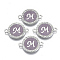 Alloy Enamel Links Connectors, with Crystal Rhinestones, Flat Round with Letter, Silver Color Plated, Letter.M, 22x16x2mm, Hole: 1.8mm