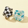 Resin Tartan Pattern Cuff Ring RJEW-FS0001-06-5