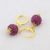 Dangling Round Ball Resin Rhinestone Earrings EJEW-J080-23G-2