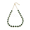 Rack Plating Brass Pave Cubic Zirconia Flat Round & Rectangle Link Necklaces for Women NJEW-B109-01G-01-1