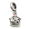 Rack Plating Alloy Pink Enamel European Dangle Charms PALLOY-A009-09AS-1