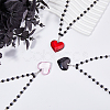 3Pcs 3 Colors Glass Heart Pendant Necklaces Set with Plastic Beaded Chains NJEW-FI0001-40-4