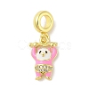 Rack Plating Brass Micro Pave Clear Cubic Zirconia Enamel European Dangle Charms KK-S380-27G-01-1