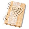 Wooden Wedding Guestbooks Notepad AJEW-H114-01-1